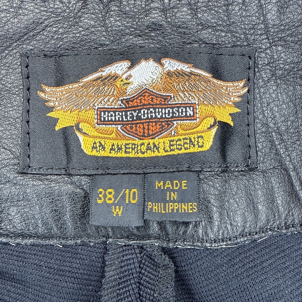 Harley-Davidson Women's Leather Moto Pants Size 10 Black Genuine HD Vintage - Picture 10 of 15